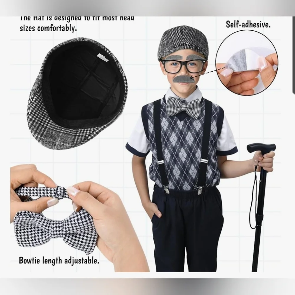 Kids 100 Days Of School old man costume